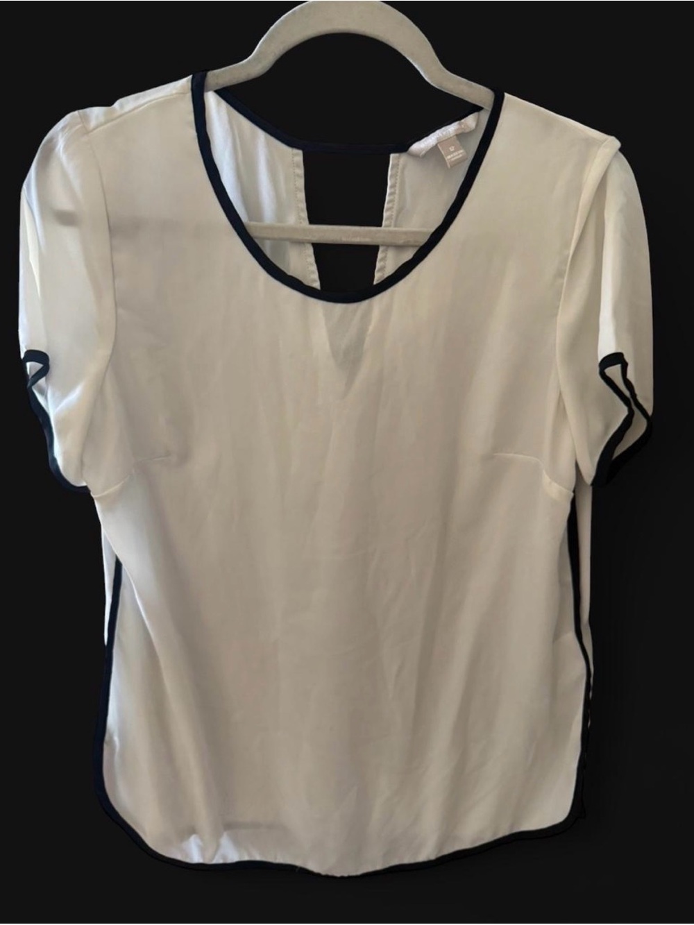 Banana Republic White Blouse with Black Piping
